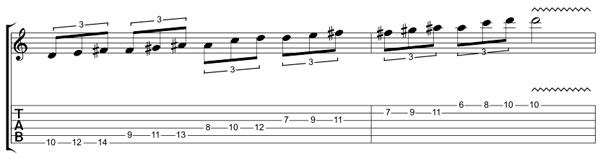 Wholetone scale tablature