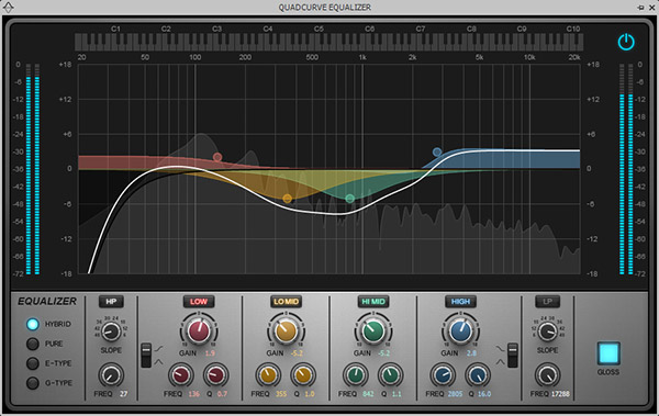 Fig. 2: The high-frequency shelf adds brightness, and emphasizes the upper midrange so notes can cut through a crowded track more easily.
