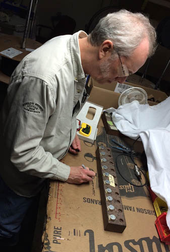 Fig. 2: Jim Lillard of Gibson Memphis preparing the pots for assembly.