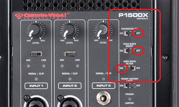 Cerwin-Vega P-Series back switches