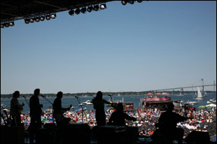 The view of the horizon from onstage at the Newport Folk Festival