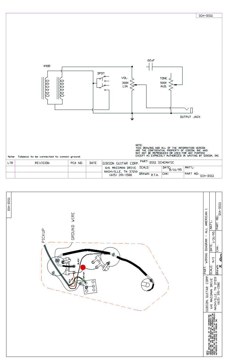 Original Gibson & Epiphone Guitar Wirirng Diagrams